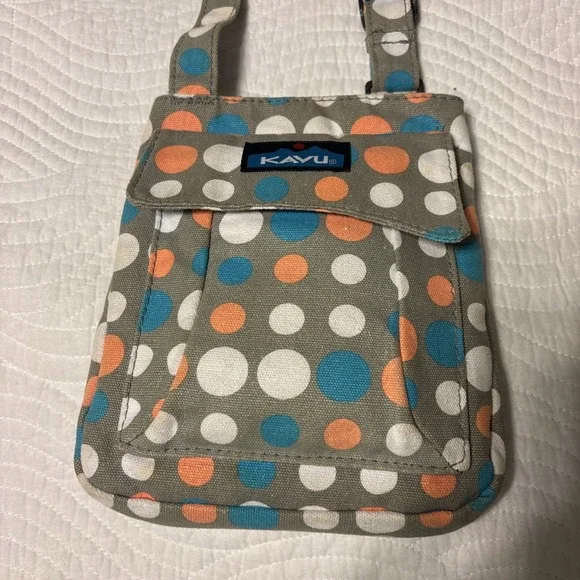 Kavu Keeper Polka Dot Messenger Crossbody Bag, Gray Multicolor - Picture 2 of 11